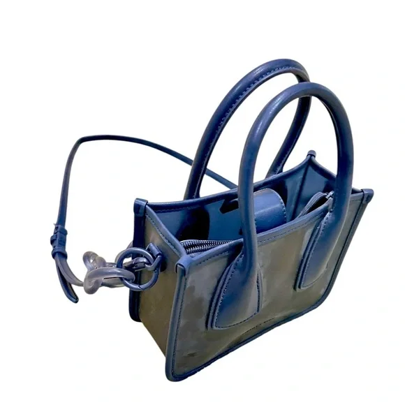 Nwot Charles & Keith Navy blue Mini crossbody Bag with Chain Strap convertible - Picture 4 of 9